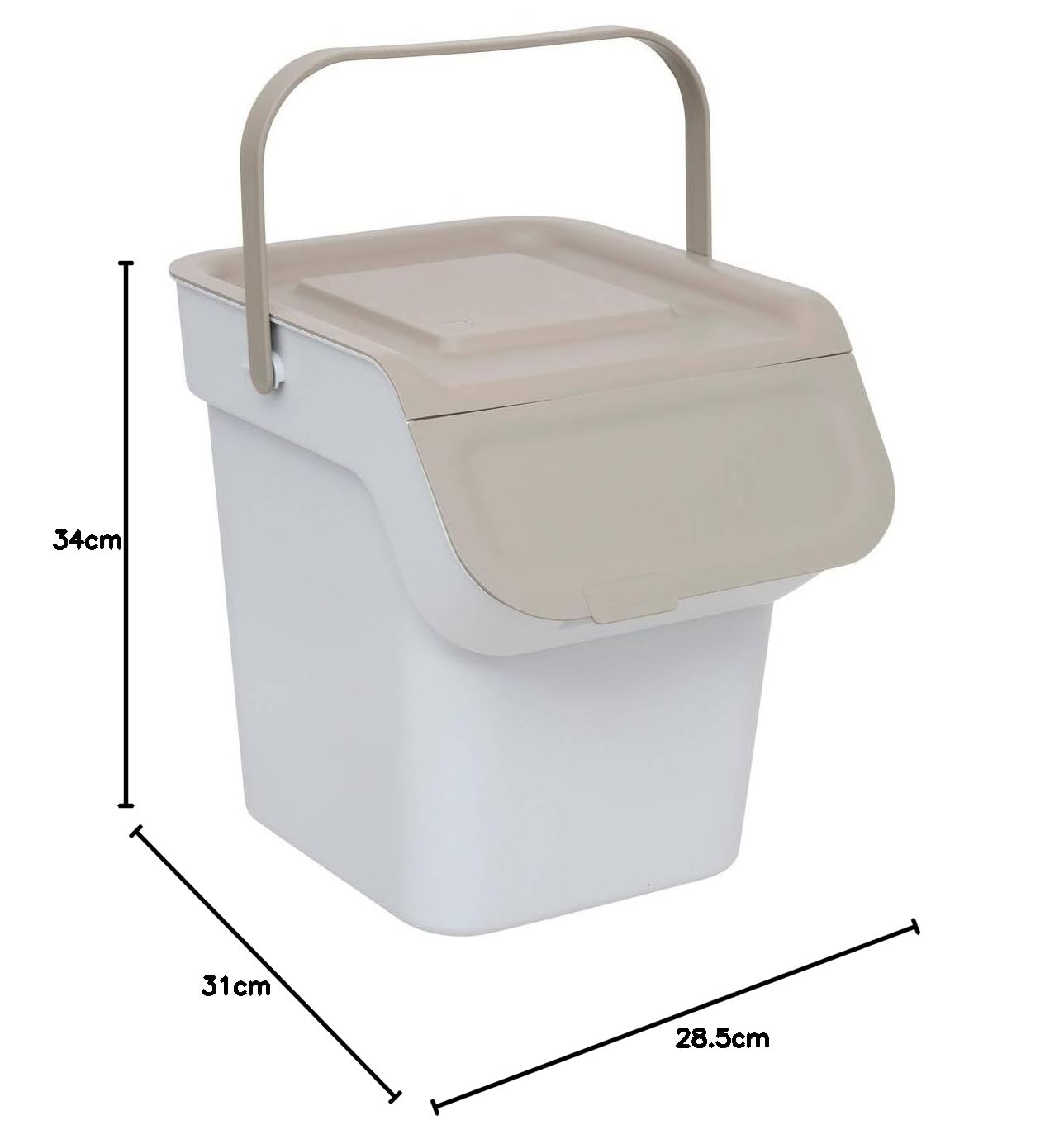 5five - Poubelle de Tri Sélectif en Plastique - 20L - Taupe - Empilable - Avec Anse - Pour Recyclage - Facile à Transporter