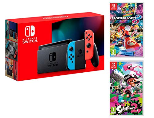 Nintendo Switch 32Gb Neon-Rot/Neon-Blau Pack Mario Kart 8: Deluxe + Splatoon 2
