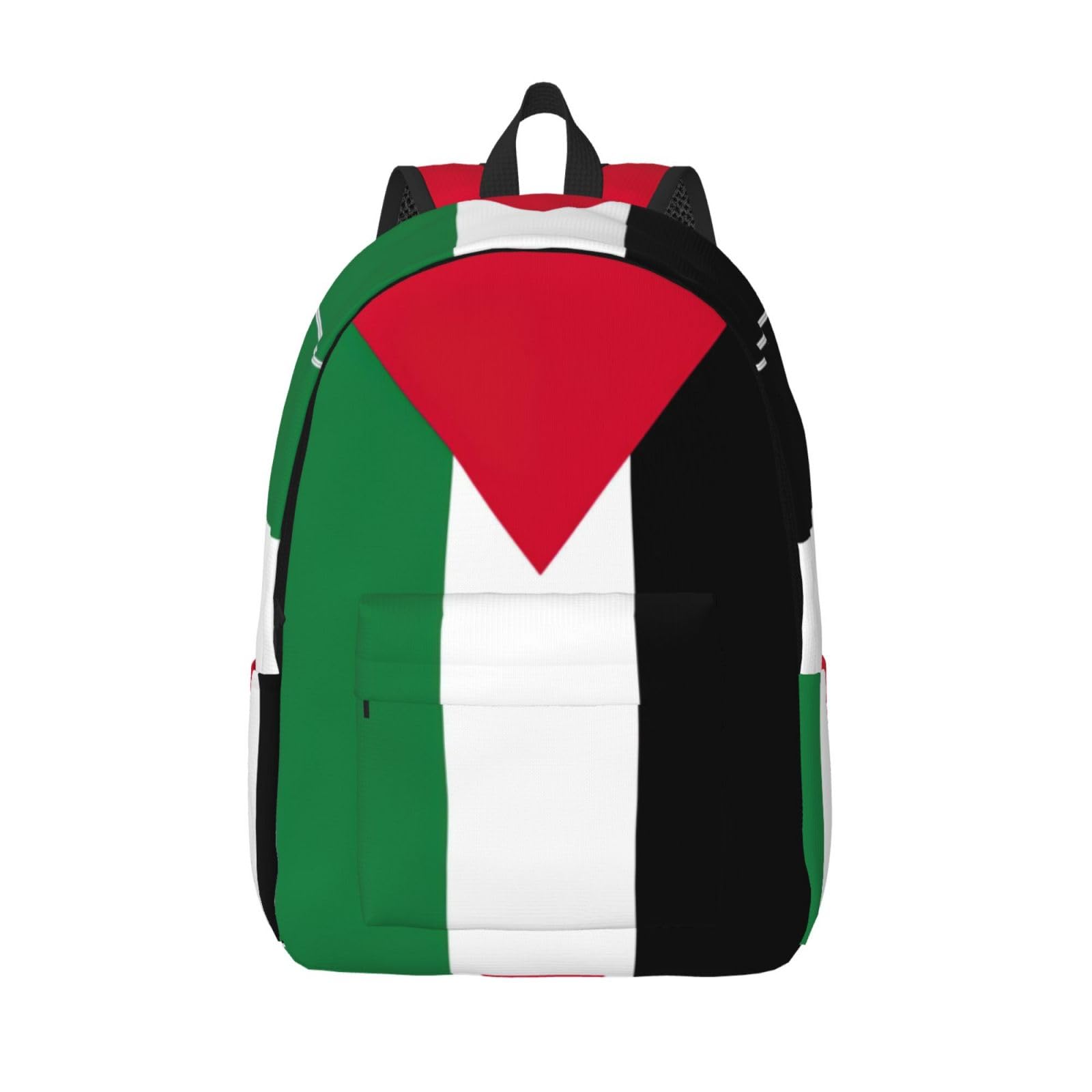 Wurton Unisex Black Palestine Flag Print Canvas Backpack Â€“ Versatile Back Pack For All Work, Hiking Canvas Rucksack, M