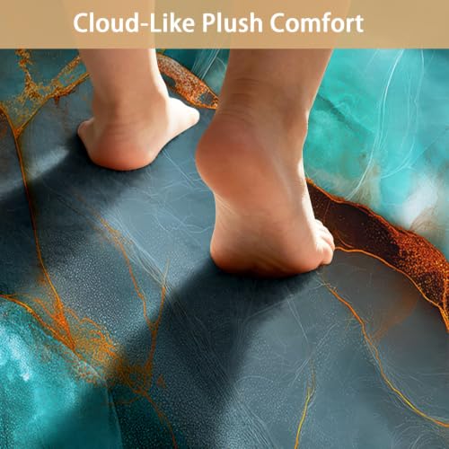 Tapis effet marbre bleu canard luxe et doux 160 x 230 cm - 7