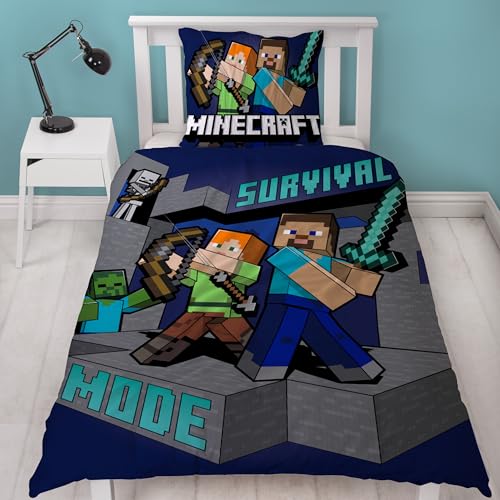 Bettwäsche 135x200 Kinder · Wende Bettwäsche-Set Minecraft Figuren ·...