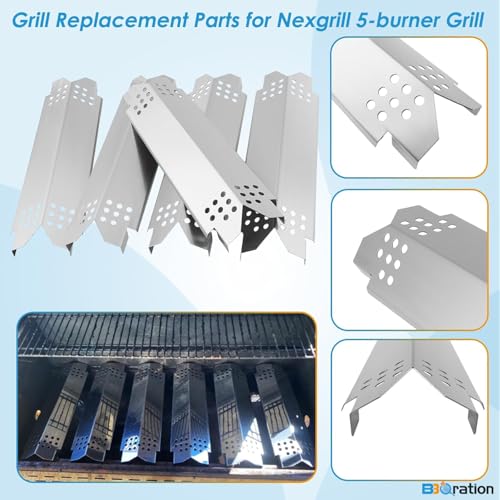 Image of Replacement Parts Kit for Nexgrill 5-Burner 720-0888 720-0888N 720-0888A, 4-Burner 720-0830 720-0830H 720-0830A, Cooking Grate, Heat Shield and Burner Kit for Nexgrill