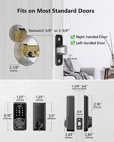 Zowill Smart Door Lock - Smart Locks For Front Door With App Control, Auto-Locking, Easy Installation, Smart Deadbolt Compatible With Alexa And Google Assistant（Door Handle Not Included） #TOP7