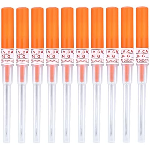 ChiMunllin Piercing Needles 10Pcs Mixed IV Catheter 14G 16G 18G 20G Piercing Needles Kits Hollow Piercing Needles for Ear Nose Lip Tongue Navel Nipple Cartilage Piericngs Cover