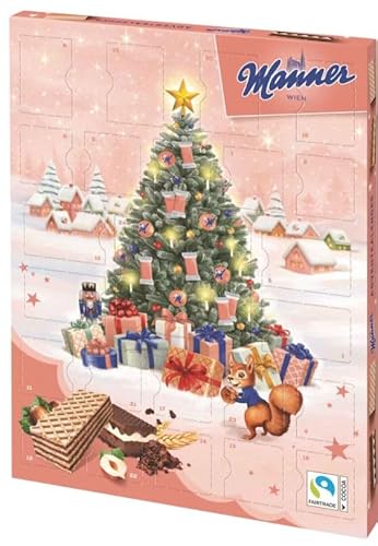 Manner Adventskalender 2025 - Knusprige Kakaowaffeln gefüllt mit Milchcreme- 345g