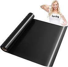 KEWUZY Black Iron On Vinyl Roll 30.5cm × 5m Iron-On Flex for Fabrics, Iron On Vinyl Fabrics for Cricut Silhouette Cutting Machine, DIY Patterns
