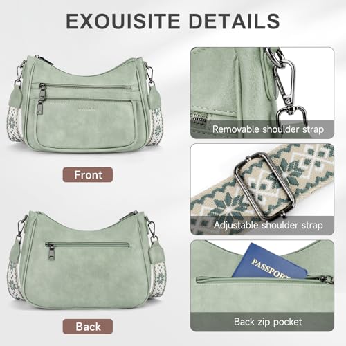 Image of KITEVIUN Crossbody Bags for Women Leather Purse Trendy Multi Pocket Shoulder Handbags with Adjustable Guitar Strap