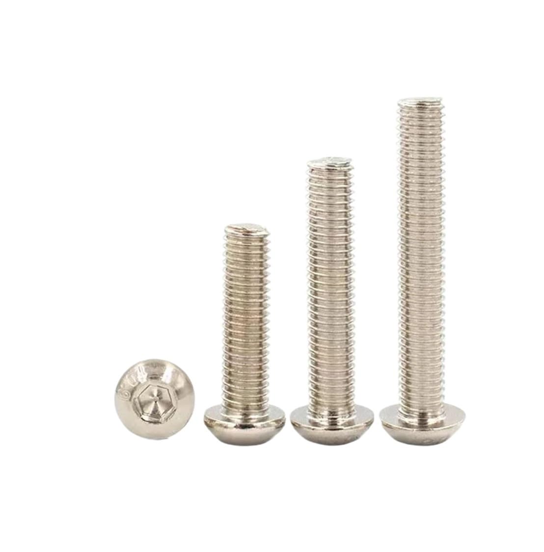 100pcs Nickel Plated Hexagon Socket Head Screws Mushroom Head Pan Head Round Cup Bolts M3 M4 M5 M6 M8 M10(25MM_M8)