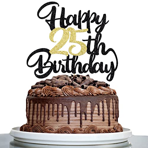 Image of 25th Happy birthday cake topper party decoration gift plugin | Cheers to 25 Years,25 & Fabulous /Hello 25th Legend since Awesome since2001 Straight Outta Party Decoration Gift Plugin