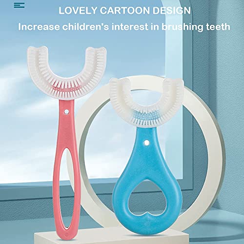 Protector U-Shaped Toothbrush, Manual Training Tooth Brush, Food Grade Soft Silicone Brush Head, 360° Oral Teeth Cleaning Design For Toddlers And Children(Ages 2-12) (Blue) #TOP4
