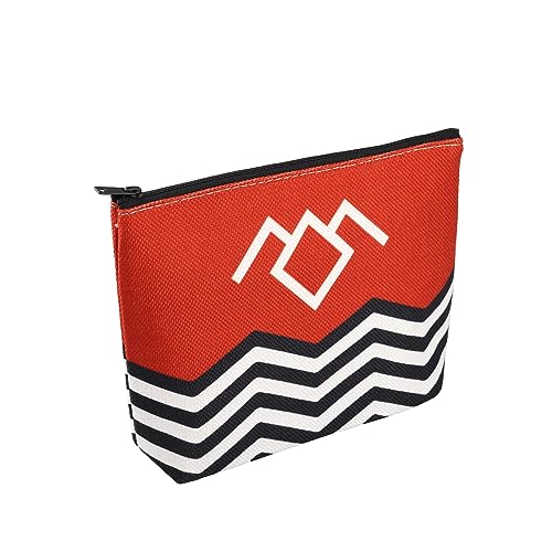 Bolsa de maquillaje de lona inspirada en el programa de televisión, color rojo, negro y blanco, Welcome to Twin Peaks, Twin B&w Bag Eu, Bolsa de cosméticos con impresión