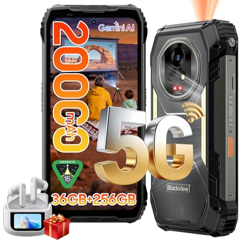 Blackview XPLORE 2 Gemini AI 5G Rugged Phone with Projector, Dimensity 8300 Android 15 6.73' 3.2K AMOLED 20000mAh/120W 36GB+256GB T-Mobile, 50MP+20MP Night Vision, 467LM Dual Camp Lights WiFi6E IP69K