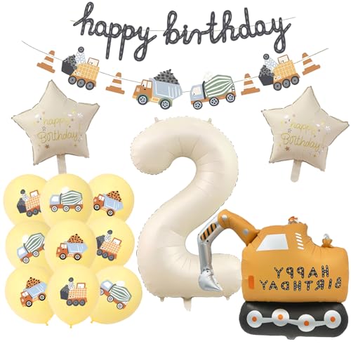 15 Stück Bagger Geburtstag Deko 2 Jahre