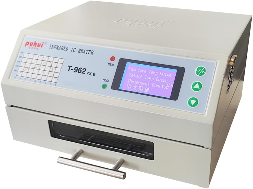 Reflow Oven T-962 v2.0, 110V 800W Reflow Soldering Station, Micro-computer Control Reflow Soldering Machine with 7.1x9.3 Inch Soldering Area