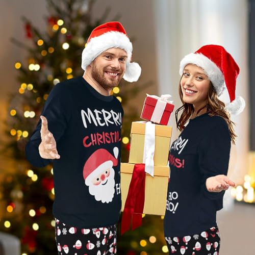 GRPSKCOS Matching Christmas Pajamas Set, Xmas Santa Claus PJs Sleepwear Festival Nightwear for Mens Womens3