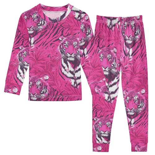 Pajama Sets Long Sleeve Pink Tigers in Jungle Soft Comfy Sleepwear 2 Piece PJS 3-8T