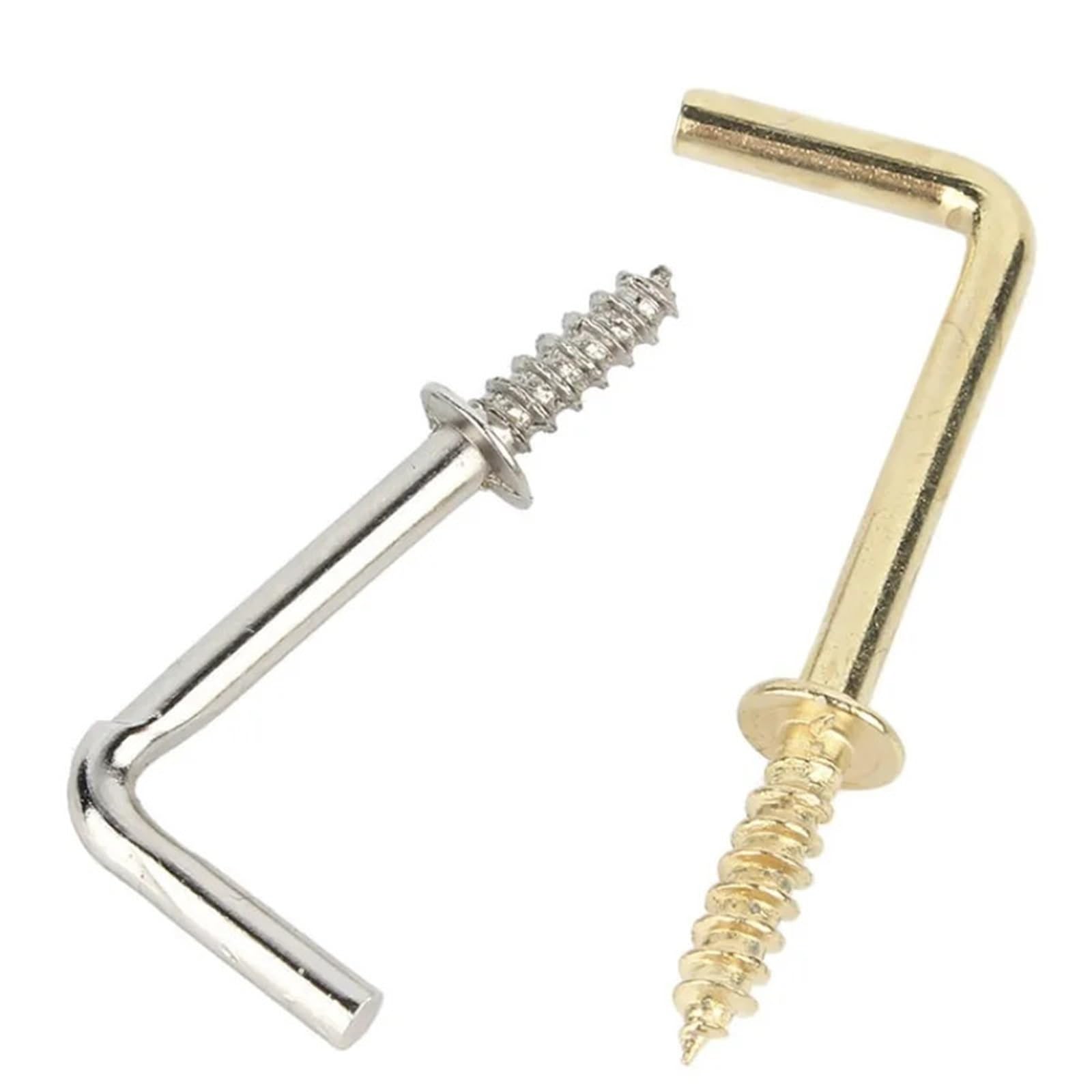 Ganchos En L De Tornillo Gancho en L, marco dorado, lámpara, gabinete ligero, herramienta, planta, cortina, alambre, cáncamo, tornillo suspensión espiral(Iron-nickel,1 inch(200pcs))