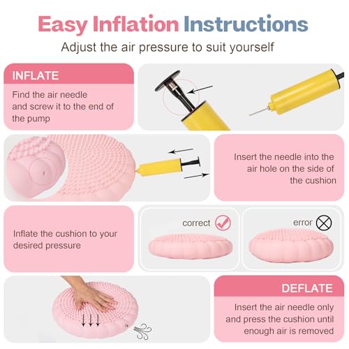 Image of kisnbld Wobble Cushion, Extra Thick Wiggle Seat for Sensory Kids, Non-slip Balance Disc with Inflation Pump for Adults Core Strength, Posture Improvement & Physical Therapy (13.5in /34cm)
