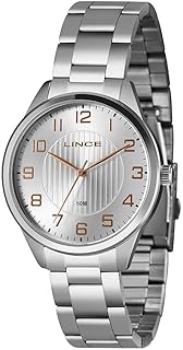Relógio lince feminino prateado original grande analógico elegante