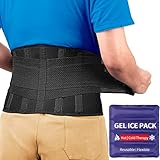 FEATOL Gel Pack Back Brace,Lumbar Support for Back Pain Relief, Herniated Disc, Sciatica, Scoliosis - Breathable Material Design with Heat & Ice Gel Pack for Men & Women | XX-Large