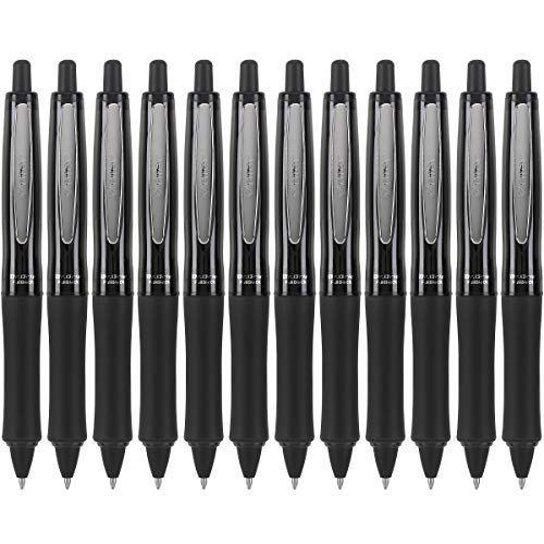 PILOT Dr. Grip FullBlack Refillable & Retractable Ballpoint Pens, Medium Point, Black Ink, 12-Pack (36197)