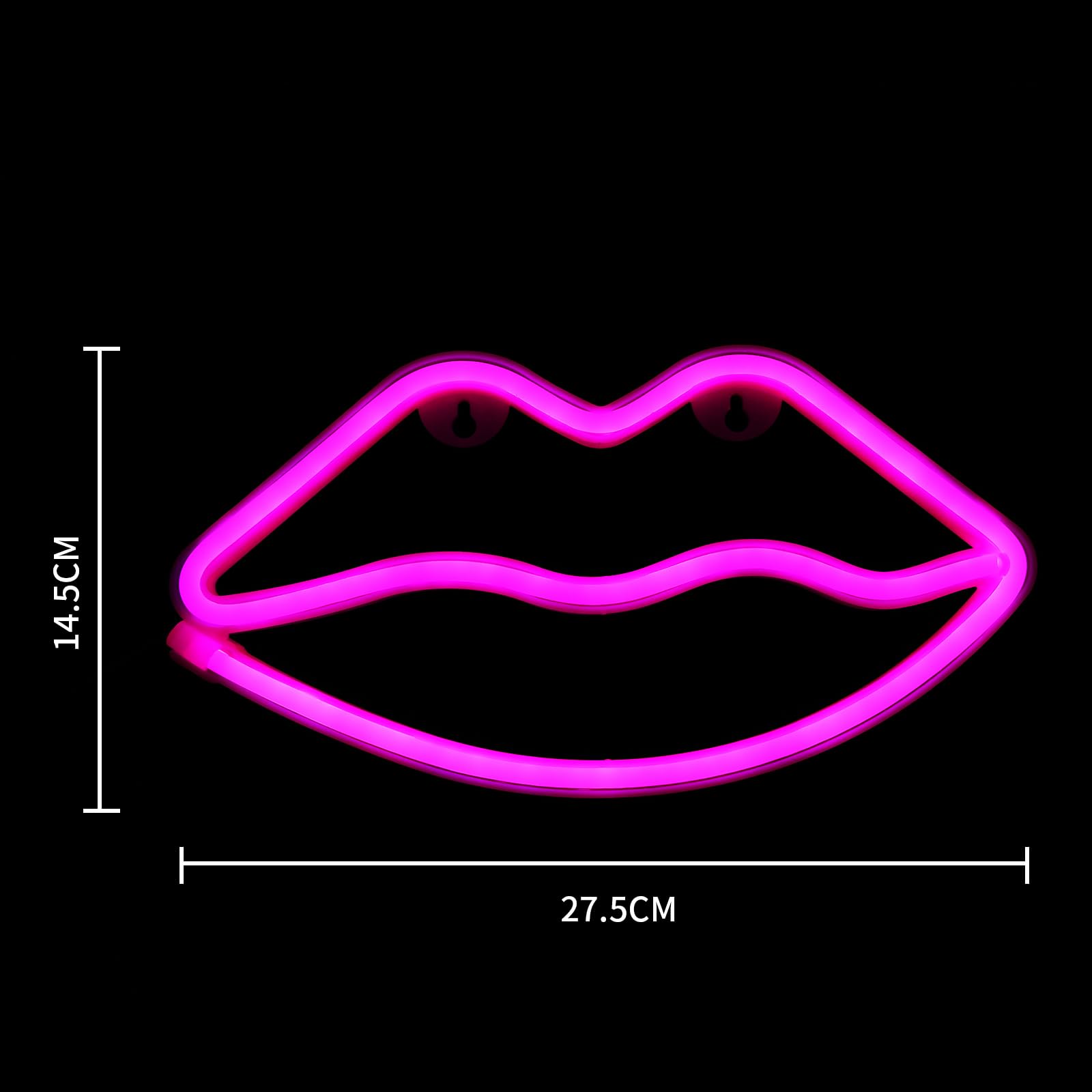 Letrero De Neón Con Forma De Labios Rosa - Luz Decorativa USB/Pilas, Para Dormitorio, Fiestas, Regalo
