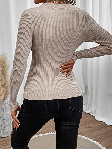 SweatyRocks Women's Ribbed Knit Long Sleeve Top Casual Square Neck Slim Fit Pullover Sweater2