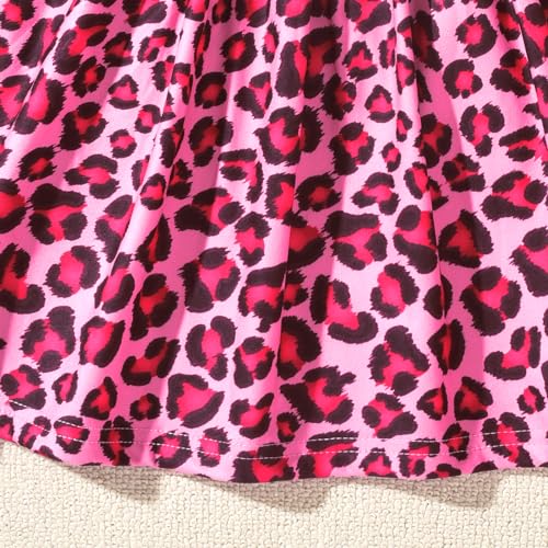 Image of fioukiay Toddler Girls Fall Clothes Set Little Girls Pink Leopard Tunic Tops Leggings Outfit Boutique Clothing(Pink, 2T)
