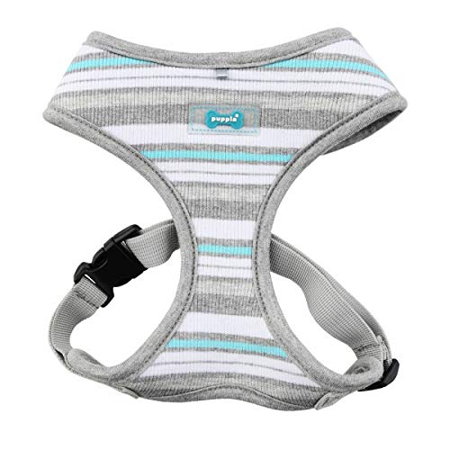 Harnais Puppia Soft Océane Gris et Bleu rembourré en maille filet