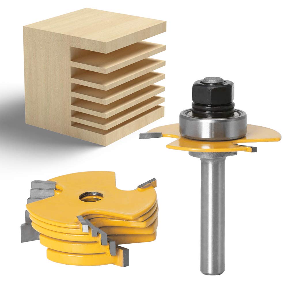 8mm Jeu de Forets de Toupie à 3 Ailes Réglables Router à Rainure Bits Fraise à Bois Mèche de Menuiserie Routeur T Forme Avec 6pcs Lame de Coupe 1,8mm, 2,5mm, 3mm, 4mm, 5mm, 6,35mm