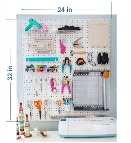 WallPeg Craft Organizer Pegboard Kit- 2 Pegboard Panels (24x32 in) - 4 Peg Board Bins & Cup - 20 Peg Hooks -Crafts Storage and Craft Organization - Office, Home, Shop (PK-241) - Thumbnail 3