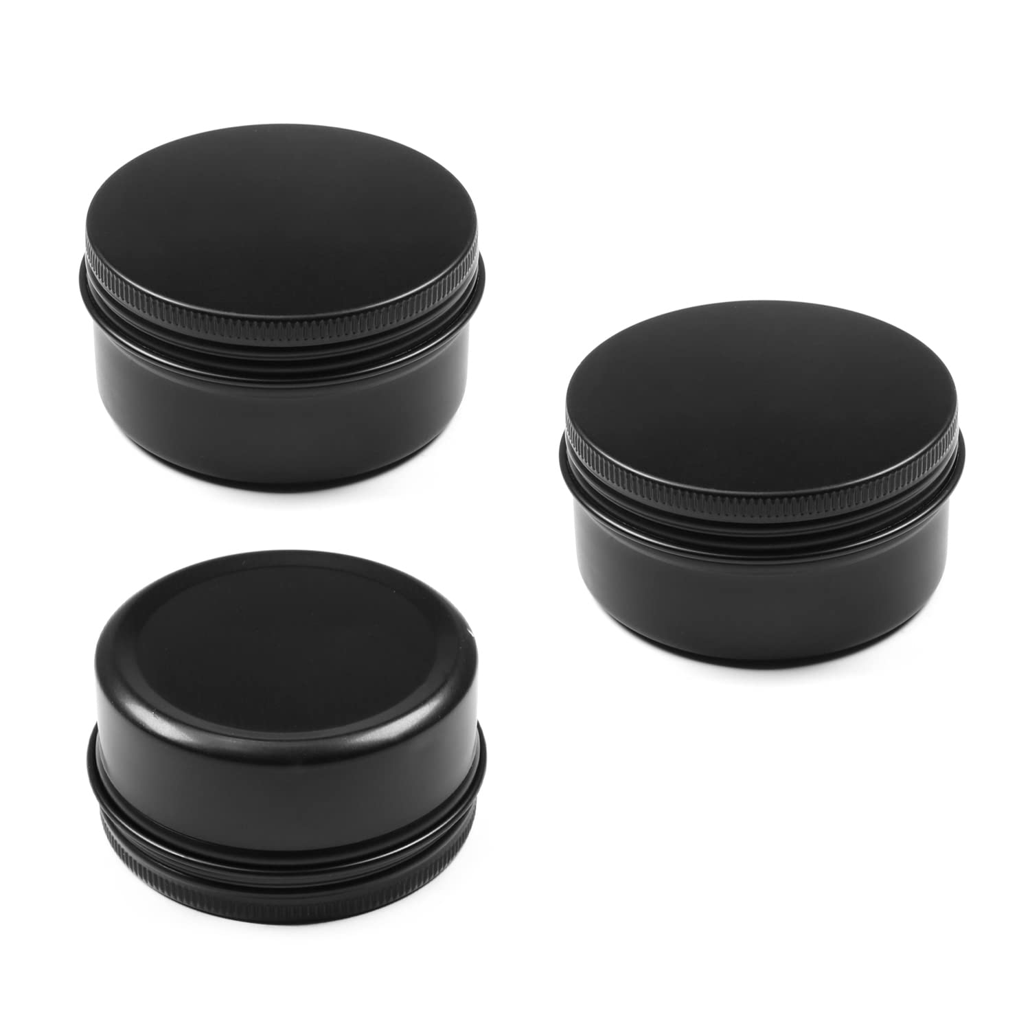 Othmro 3pcs 2.7oz Metal Round Tins Aluminum Tin Cans Containers with Screw Lid, 68 * 35mm(DxH) Black tin cans for Salve, Spices, Lip Balm, Tea or Candies 80ml