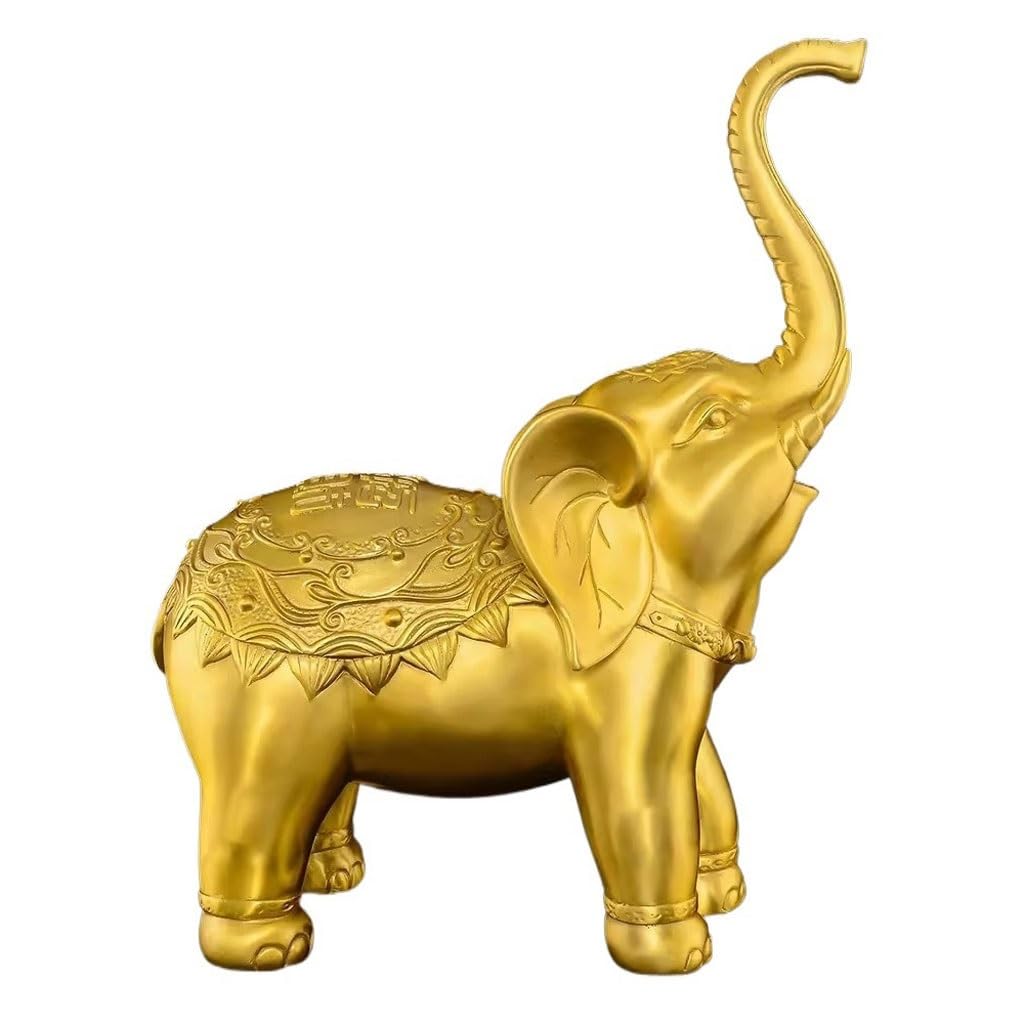 Artigianato in Rame per Ufficio, Coppia di Ornamenti in Ottone per Elefanti, Porta Portafortuna, Decorazione per Soggiorno, Scultura, Statua in Rame, Casa, Hotel, Bar