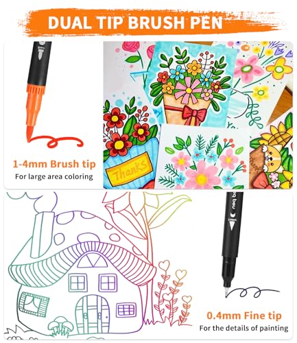Dual Brush Pen Set, 120 Farben mit Schwarzer Tragetasche,120 Farben Brush Pen Set,Marker Aquarell Stifte Für Kinder und Erwachsene,Pinselstifte Set für Künstler,Anfänger,Malen,Zeichnen,Kalligrafie