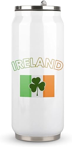 Ireland Irish Flag Green St. Patrick's Day Stainless Steel Tumbler Insulated Cups Travel Coffee Mug with Flip Lid 500ml