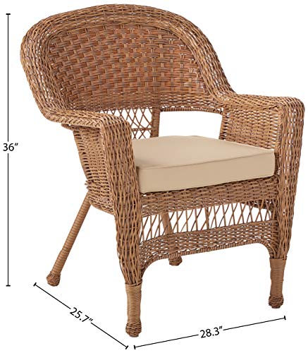 Jeco Wicker Chair With Tan Cushion, Set Of 2, Honey/W00205- #TOP3