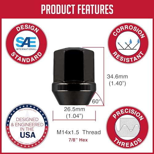 Wheel Accessories Parts 20 Pcs M14x1.5 14x1.5 OEM Style Lug Nuts 6509873AA ? 611-331 ? 6509-873AA 1.40