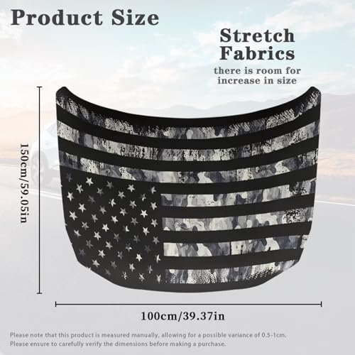 Image of Black Camo American Flag Car Hood Cover Polyester Elastic Fabrics Can be Washed Suitable for Large SUV and Pickup Trucks