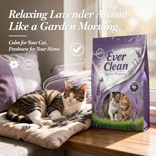 Image of Ever Clean Lavender Aroma Cat Litter - 5 KG Pack of 4 (Total-20 KG) | Super Fast Clumping, Fresh Floral Scent, 99% Dust-Free, Long-Lasting Odor Control