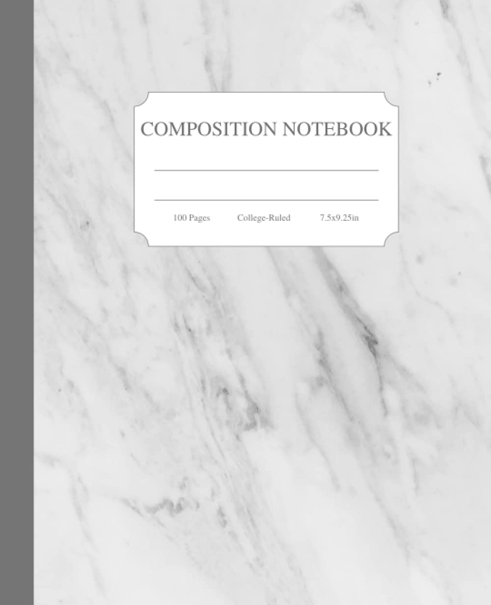 Black And White Marble Composition Notebook: Beautiful Elegant Marble Cover, 100 College Ruled Pages, 7.5x9.25. For Teens, Adults, & Kids.