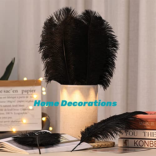 YAKRUNA 30 Pieces 12-14 Inches Black Ostrich Feathers Bulk for Centerpieces, Large Natural Plumes for Vase Home Decorations & Birthday Wedding Great Gatsby Party (30-35cm, Black) by YAKRUNA - Used condition - Image 3