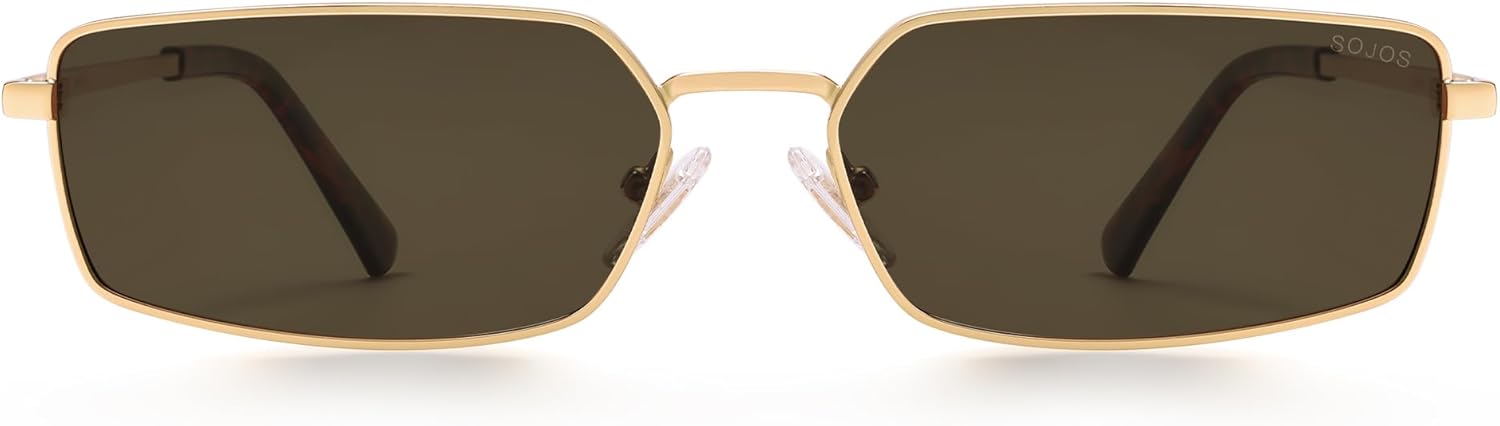 SOJOS Rectangle Polarized Sunglasses for Women men Wide Flat Lenses UV400 Protection Vintage Shades - Image 2