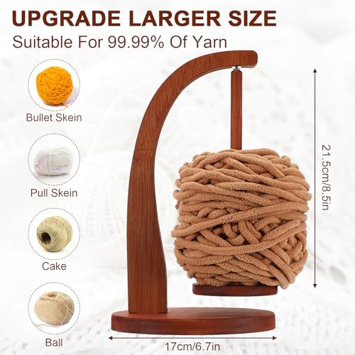 Image of simarro Yarn Holder for Crocheting, Wooden Yarn Spinner for Crocheting and Knitting, Magnetic Yarn Ball Holder, Crochet Gift for Knitting Lovers(Round)