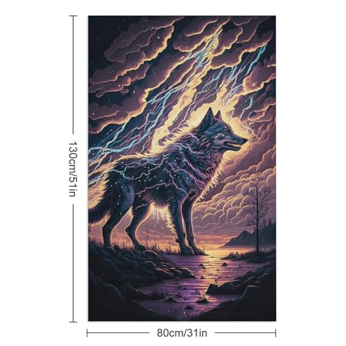 Serviette de plage compacte haut de gamme Thundering Wolf Majesty pour bain