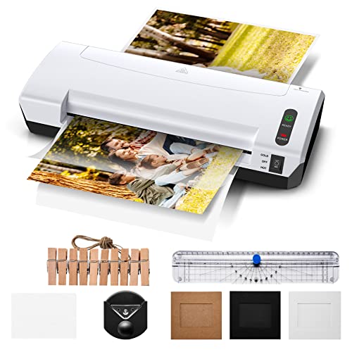 Laminator, 5 in 1 laminator Machine, Thermal Laminator Machine & Cold, Quick Warm-Up (90s) with Laminating Sheets 30 Pouches, a Paper Cutter, a Round Corner Trimmer, Photo Frames for Home Office