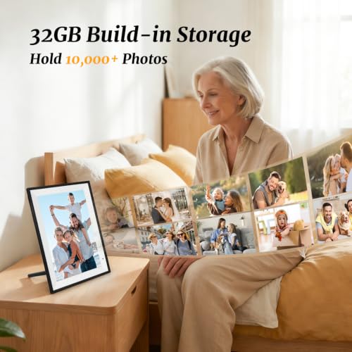 Image of Digital Picture Frame 10.1 Inch Digital Photo Frame 32GB Storage, WiFi Picture Frame with1280x800 IPS Touch Screen, Auto-Rotate Photo Frame Share Your Photos and Videos via AiMOR App, Black