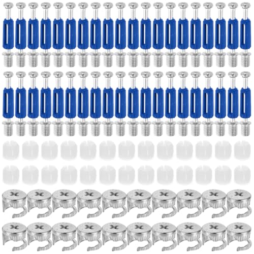 40 Juegos Tornillos de Fijación de Herrajes para Muebles Juego de Pernos Conector de Gabinete de Muebles con Pernos de Pasador Tuerca Leva de Bloqueo para Cajón de Armario de Muebles