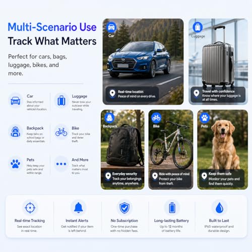 Image of GPS Tracker for Vehicles,Magnetic Waterproof Car Tracker, No Monthly fees, Mini Portable GPS Tracker for Cars, Trucks, Motorcycle, Anti-Theft（Android Only）