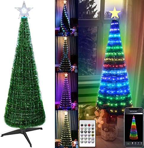 Amazon.com: 5Ft Prelit Artificial Christmas Tree Bluetooth App Remote Control Pencil Christmas Tree With 244 Icrgb Color Changing Led Lights Multi Modes Timer Music Sync Top Star For Xmas Home Office Party