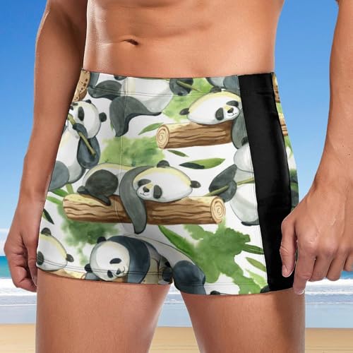 Maillot de bain short imprimé panda noir et blanc extensible - 2